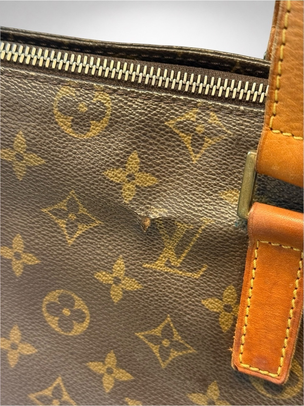 Louis Vuitton Authentic Cabas Piano MM Brown Tote Shoulder Bag Vintage Purse - Picture 6 of 16